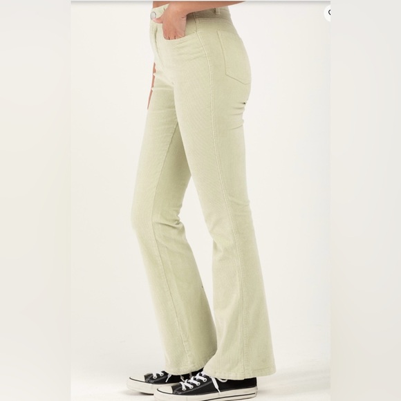 RSQ High Rise Corduroy Flare Pants l Size 27 l Color: Light Pistachio - Picture 2 of 6